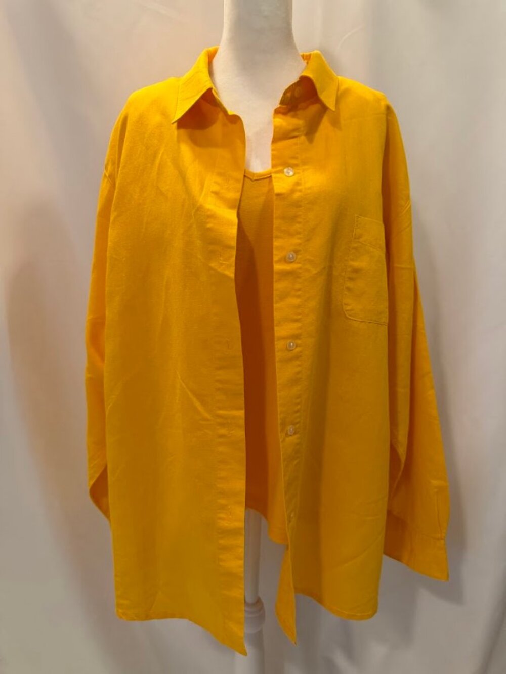 Mustard Color Button Down Long Sleeve Shirt - 3x
